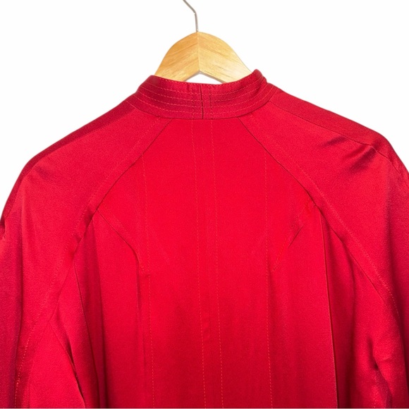 HAIDER ACKERMANN Satin Trench Coat Red Single Breasted FR 38 Single Breasted NWT - Picture 8 of 12